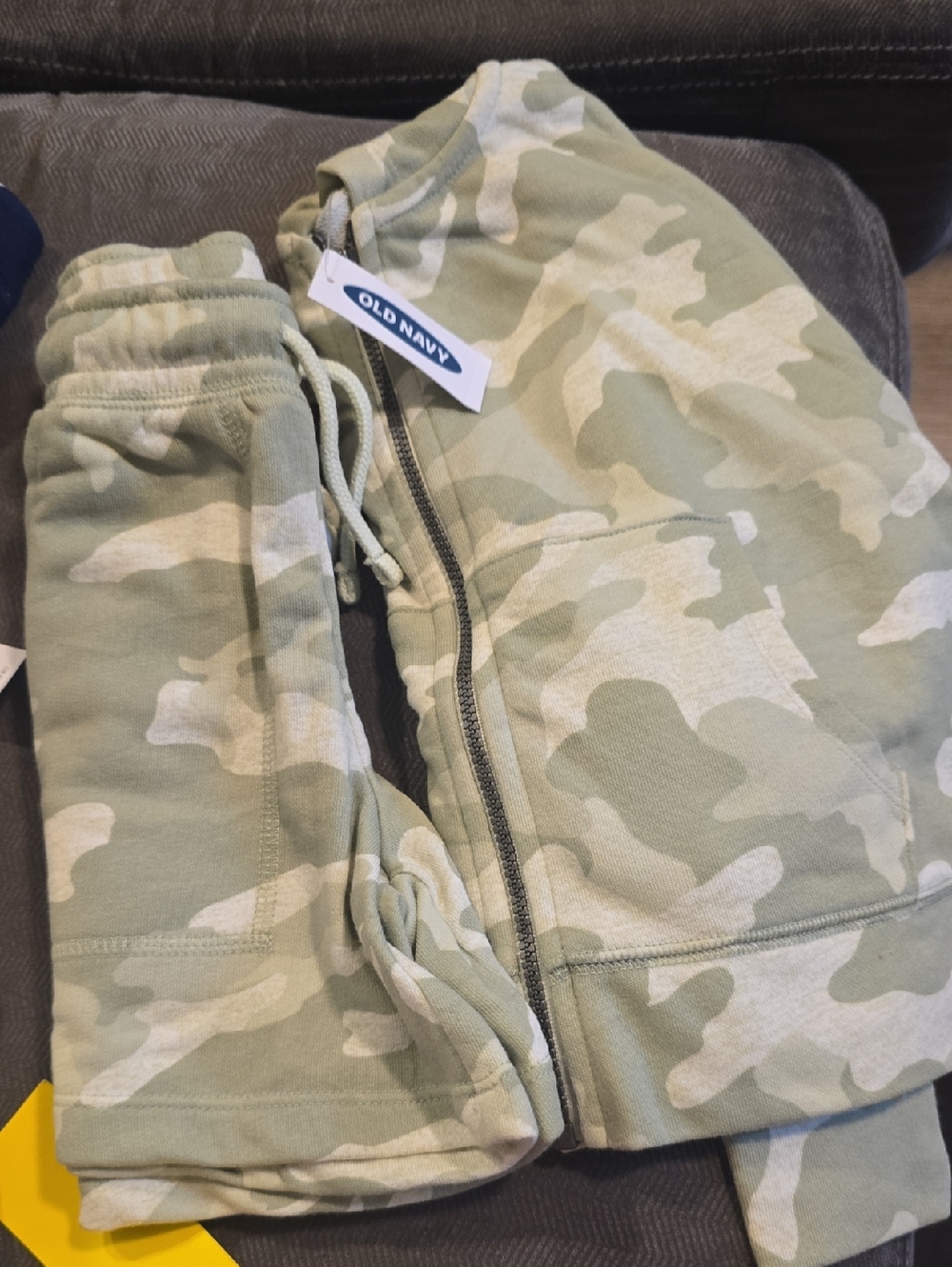 Old Navy Green Camo Kids Hoodie Joggers Shorts Set